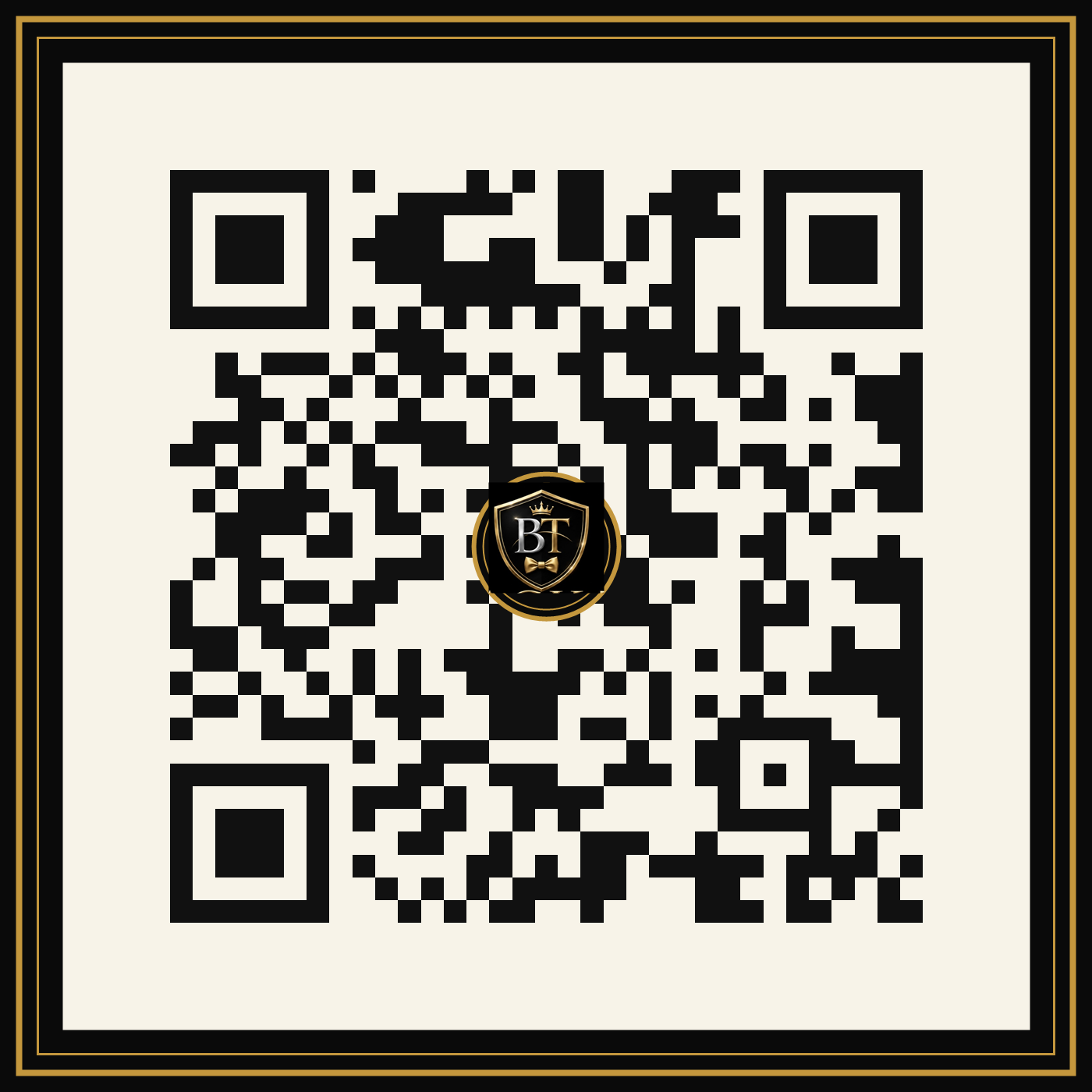 QR code linking to the Black Tie Luxury website